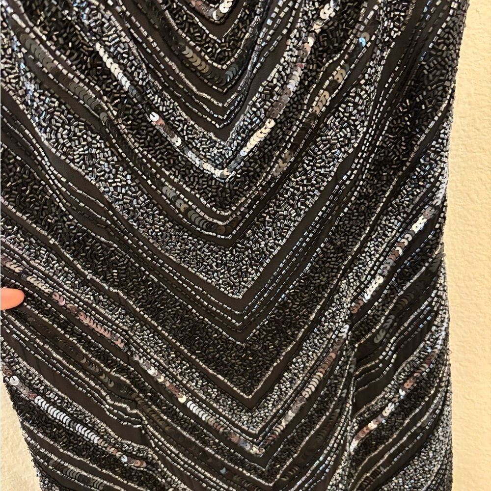 Scala Black silk Sequin Mini Dress going out dress, bachelorette party dress - Picture 4 of 7